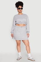 Womens Plus Size Almost Famous High Waisted Fleece Skirt, Grey, Size 1X