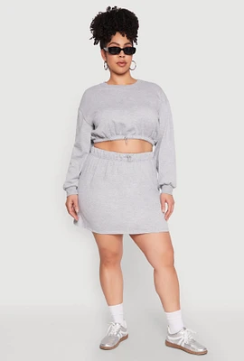 Womens Plus Size Almost Famous High Waisted Fleece Skirt, Grey, Size 2X