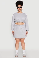 Womens Plus Size Almost Famous High Waisted Fleece Skirt, Grey, Size 2X