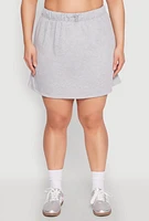 Womens Plus Size Almost Famous High Waisted Fleece Skirt, Grey, Size 2X