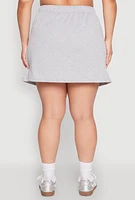 Womens Plus Size Almost Famous High Waisted Fleece Skirt, Grey, Size 2X