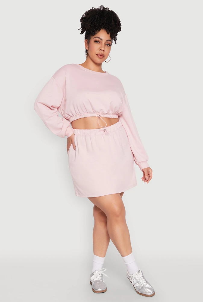 Womens Plus Size Almost Famous High Waisted Fleece Skirt, Pink, Size 2X