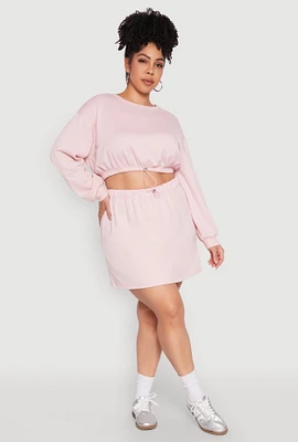 Womens Plus Size Almost Famous High Waisted Fleece Skirt, Pink, Size 2X