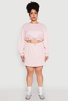 Womens Plus Size Almost Famous High Waisted Fleece Skirt, Pink, Size 2X