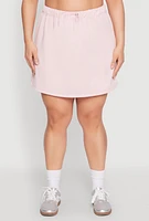 Womens Plus Size Almost Famous High Waisted Fleece Skirt, Pink, Size 2X