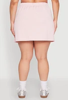 Womens Plus Size Almost Famous High Waisted Fleece Skirt, Pink, Size 2X