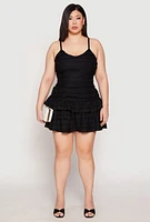 Womens Plus Size Almost Famous Tiered Cropped Cami, Black, Size 3X