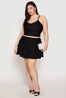 Womens Plus Size Almost Famous Tiered Cropped Cami, Black, Size 3X