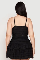 Womens Plus Size Almost Famous Tiered Cropped Cami, Black, Size 3X