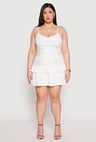 Womens Plus Size Almost Famous Tiered Cropped Cami, White, Size 2X