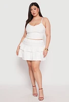 Womens Plus Size Almost Famous Tiered Cropped Cami, White, Size 2X