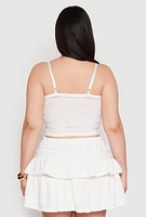 Womens Plus Size Almost Famous Tiered Cropped Cami, White, Size 2X