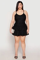 Womens Plus Size Almost Famous Tiered Mini Skirt, Black, Size 3X