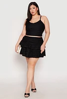 Womens Plus Size Almost Famous Tiered Mini Skirt, Black, Size 3X