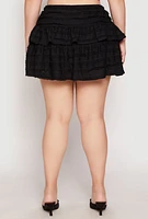 Womens Plus Size Almost Famous Tiered Mini Skirt, Black, Size 3X