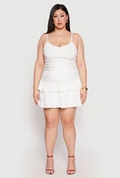 Womens Plus Size Almost Famous Tiered Mini Skirt, White, Size 1X