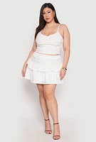 Womens Plus Size Almost Famous Tiered Mini Skirt, White, Size 1X