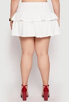 Womens Plus Size Almost Famous Tiered Mini Skirt, White, Size 1X