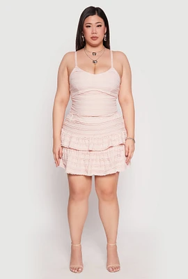 Womens Plus Almost Famous Tiered Mini Skirt, 2X