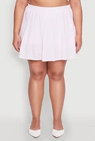 Womens Plus Almost Famous Striped Seersucker Pleated Skirt, Pink,