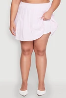 Womens Plus Almost Famous Striped Seersucker Pleated Skirt, Pink,