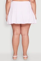 Womens Plus Almost Famous Striped Seersucker Pleated Skirt, Pink,