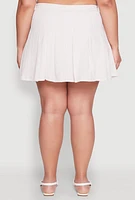 Womens Plus Size Almost Famous Striped Seersucker Pleated Skirt, Khaki, Size 1X