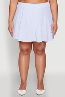Womens Plus Almost Famous Striped Seersucker Pleated Skirt,