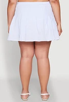 Womens Plus Almost Famous Striped Seersucker Pleated Skirt,