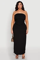 Womens Plus Almost Famous Textured Hanky Hem Tube Top,