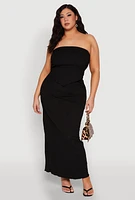 Womens Plus Almost Famous Textured Hanky Hem Tube Top,