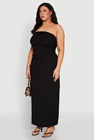 Womens Plus Almost Famous Textured Hanky Hem Tube Top,