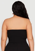 Womens Plus Almost Famous Textured Hanky Hem Tube Top,