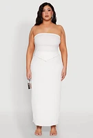 Womens Plus Size Almost Famous Textured Hanky Hem Tube Top, White, Size 1X