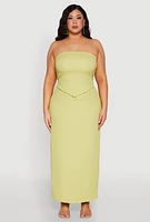 Womens Plus Size Almost Famous Textured Hanky Hem Tube Top, Green, Size 3X
