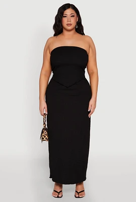 Womens Plus Size Almost Famous Textured High Waist Maxi Skirt, Black, Size 3X
