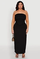 Womens Plus Size Almost Famous Textured High Waist Maxi Skirt, Black, Size 3X