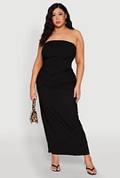Womens Plus Size Almost Famous Textured High Waist Maxi Skirt, Black, Size 3X