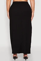 Womens Plus Size Almost Famous Textured High Waist Maxi Skirt, Black, Size 3X