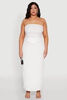 Womens Plus Size Almost Famous Textured High Waist Maxi Skirt, White, Size 3X