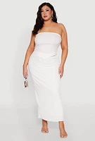 Womens Plus Size Almost Famous Textured High Waist Maxi Skirt, White, Size 2X