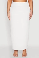 Womens Plus Size Almost Famous Textured High Waist Maxi Skirt, White, Size 2X