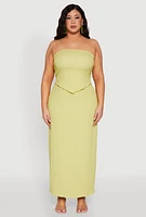 Womens Plus Size Almost Famous Textured High Waist Maxi Skirt, Green, Size 1X