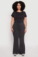 Womens Plus Size Almost Famous Acid Wash Crop Top, Black, Size 2X