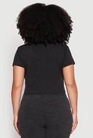 Womens Plus Size Almost Famous Acid Wash Crop Top, Black, Size 2X