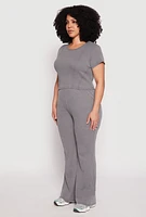 Womens Plus Size Almost Famous Acid Wash Crop Top, Grey, Size 3X