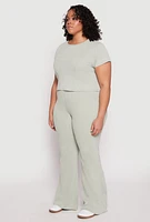 Womens Plus Size Almost Famous Acid Wash Crop Top, Green, Size 1X