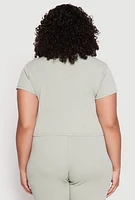 Womens Plus Size Almost Famous Acid Wash Crop Top, Green, Size 1X