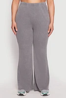 Womens Plus Size Almost Famous Acid Wash Flare Pants, Grey, Size 2X