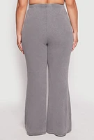 Womens Plus Size Almost Famous Acid Wash Flare Pants, Grey, Size 2X